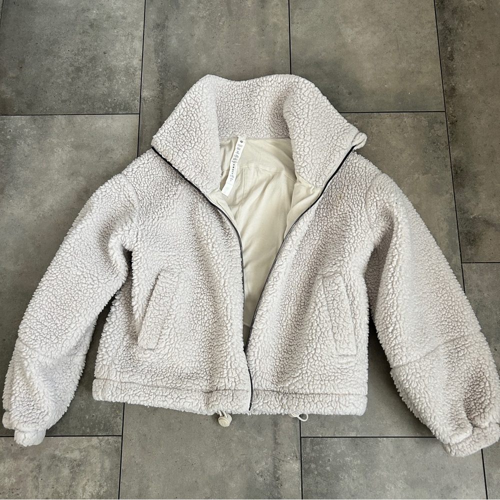 Lululemon Cinchable Fleece Zip-Up White Opal size 2 - Picture 2 of 8